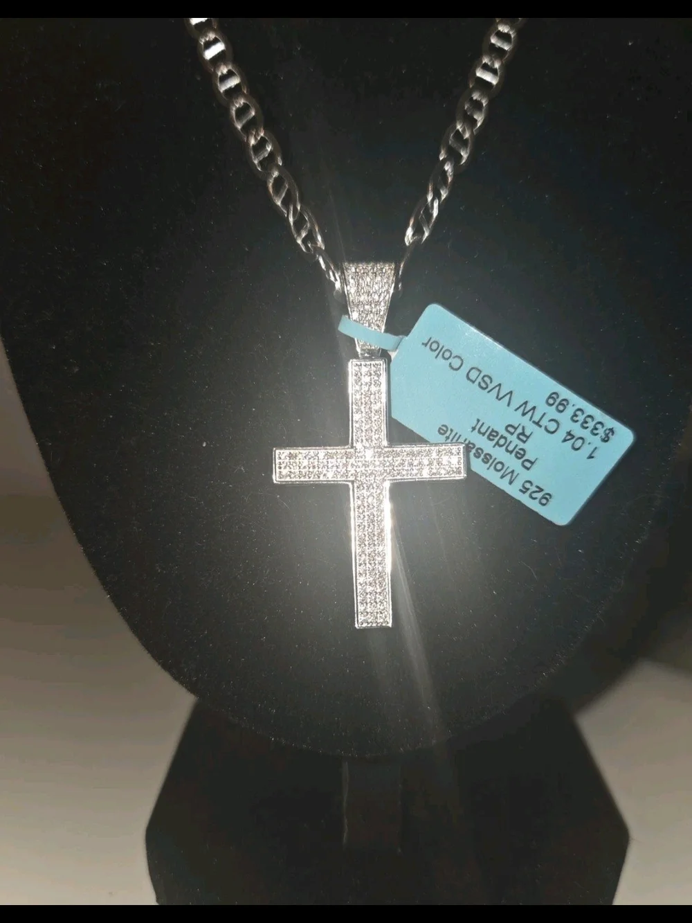 925 Sterling Silver 22in 5.2mm Mariner 7in 4.4mm Bracelet And Mossinate Cross